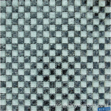 Kaca Kaca Putih &amp; Hitam Cracked Mosaic Tile